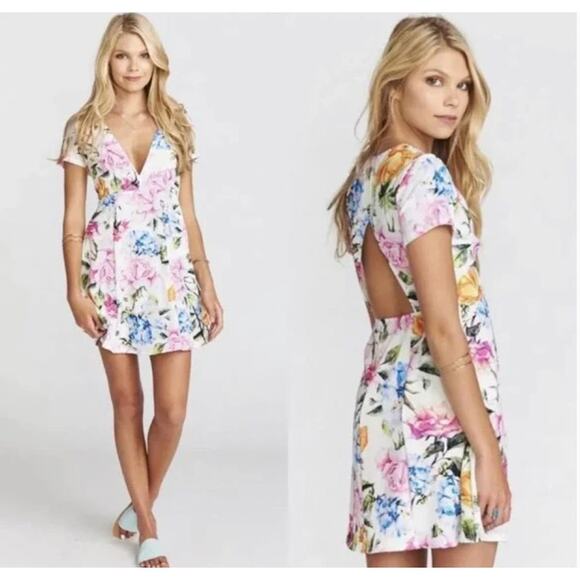 Show Me Your Mumu Ibiza Floral Swing Mini Dress XS Extra Small Open Back - Picture 1 of 11